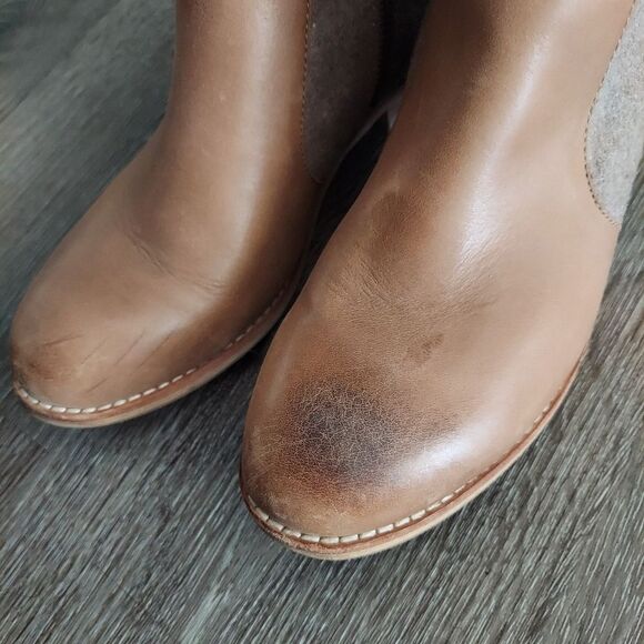 Womens Caterpillar Sabrina Tan Leather and Wool Riding Boots P310508 - Size 7.5 - Picture 5 of 8